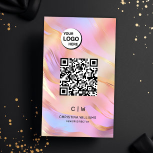 Holographic QR Code Monogram Name Business Card