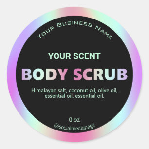 Holographic Rainbow Coloured Body Scrub Labels