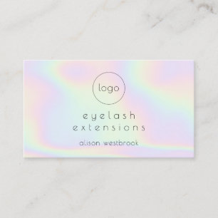 Holographic rainbow eyelash extensions custom logo business card
