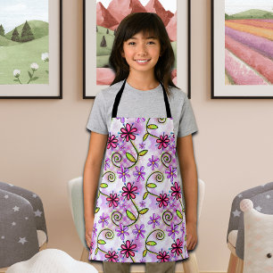 Holographic Rainbow Floral Collage Kids Apron