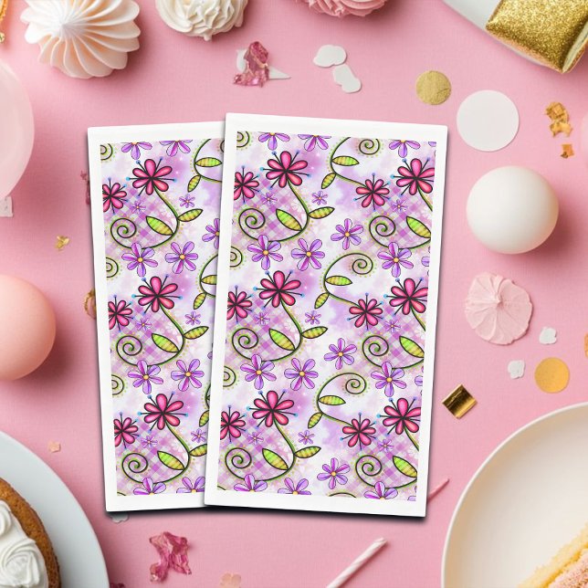Holographic Rainbow Floral Collage Napkin (Creator Uploaded)