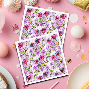 Holographic Rainbow Floral Collage Napkin