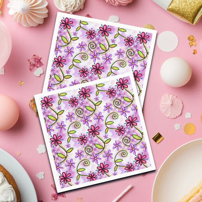 Holographic Rainbow Floral Collage Napkin (Creator Uploaded)