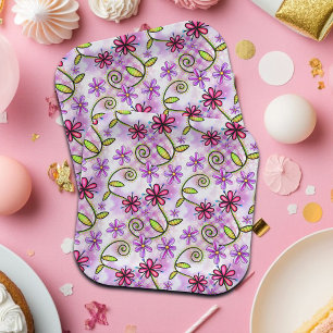 Holographic Rainbow Floral Collage Paper Plate