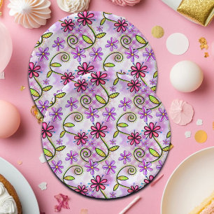 Holographic Rainbow Floral Collage Paper Plate