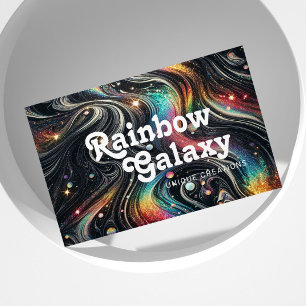 Holographic Rainbow Glitter 70s Galactic Creative  Business Card