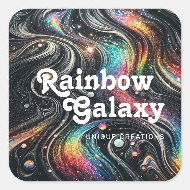 Holographic Rainbow Glitter 70s Galactic Creative  Square Sticker (Front)