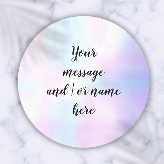 Holographic Rainbow Gradient Personalised Classic Round Sticker (Holographic Rainbow Gradient Personalized Classic Round Sticker)