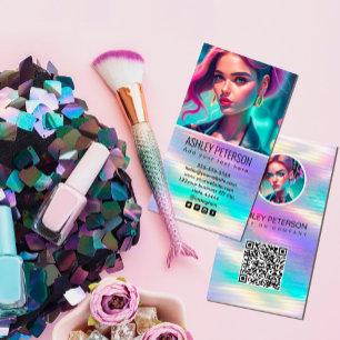 Holographic Rainbow QR Code Photo   Social Media  Business Card
