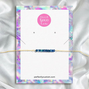 Holographic Rainbow Unicorn Necklace Earrings Business Card