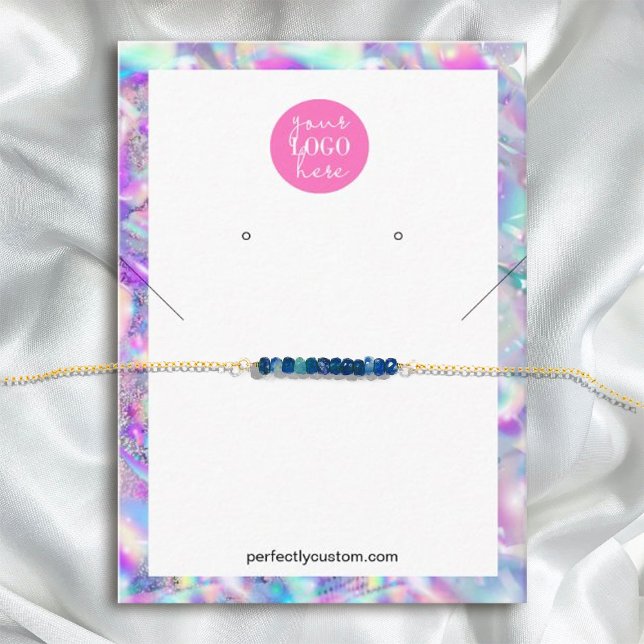  Holographic Rainbow Unicorn Necklace Earrings Business Card (#unicornpink #bracletscard #holigraphic #rainbow #etsyseller #earringsdisplay #unique #modernrainbow)