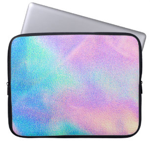 Holographic real texture in blue pink green colour laptop sleeve