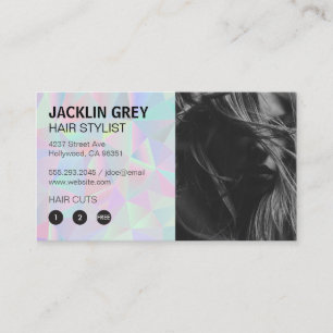 Holographic Retro Geometric Hair Model Loyalty Card