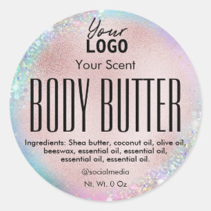 Holographic Rose Gold Body Butter Labels