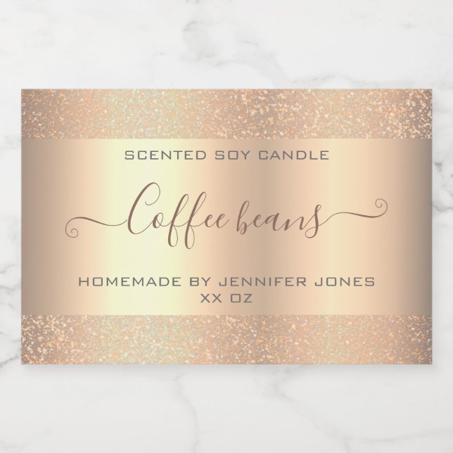 Holographic Rose Gold Ombre Glitter Packaging Food Label (Single Label)