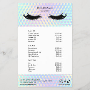 Holographic Salon Price List Menu