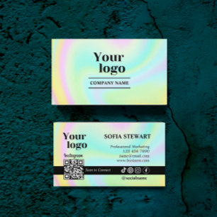 Holographic Scan To Connect Modern Bold Instagram Business Card
