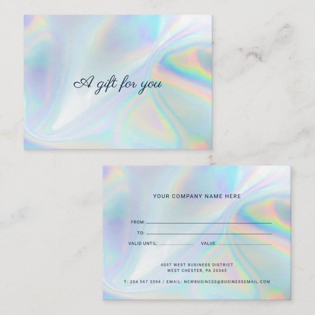 Holographic Script Business Gift Certificate (Front/Back)