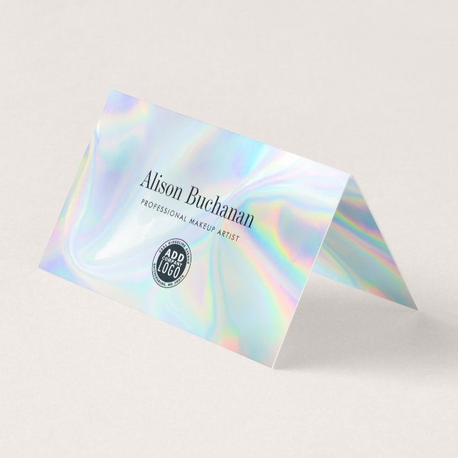 Holographic Script Manager Iridescent QR Code Business Card (Front)