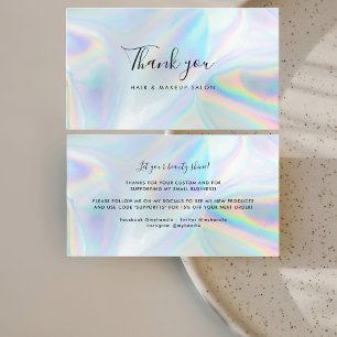Holographic Script Small Business Thank You Card