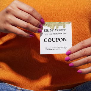 Holographic Signature Modern Glam Gold Glitter Discount Card