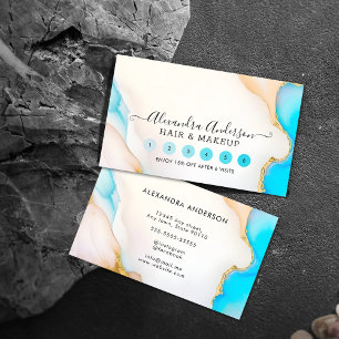 Holographic Signature Script Agate Marble Salon Loyalty Card