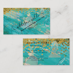 Holographic Signature Script Modern Glam Glitter Business Card