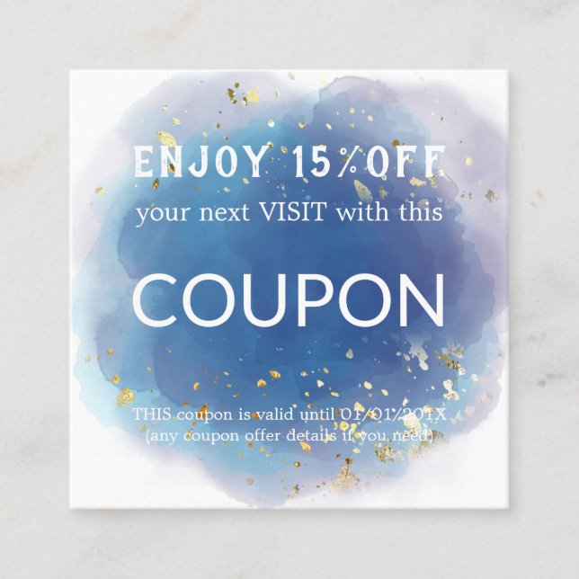 Holographic Signature Script Modern Glam Glitter Discount Card (Front)