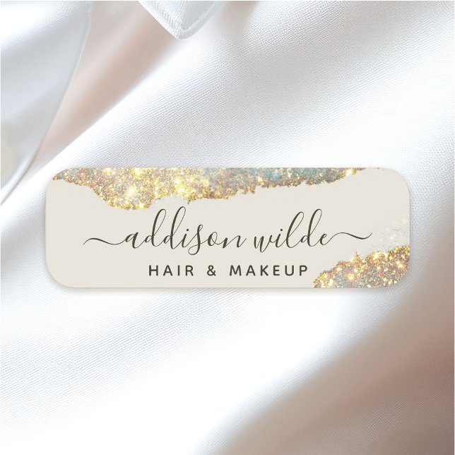 Holographic Signature Script Modern Glam Glitter Name Tag (Creator Uploaded)