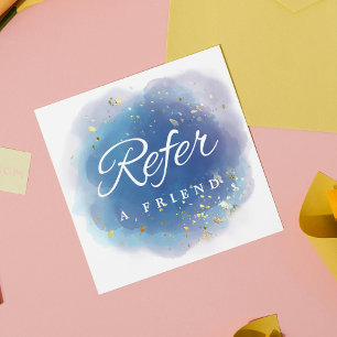 Holographic Signature Script Modern Glam Glitter Referral Card