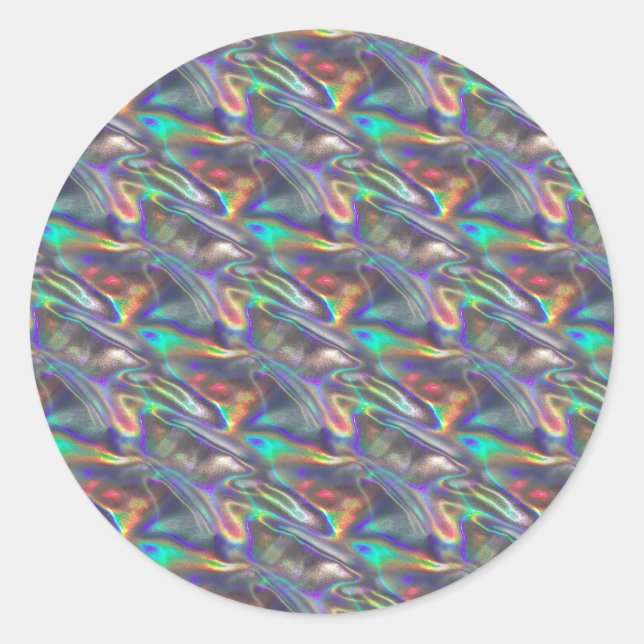 holographic silver classic round sticker (Front)