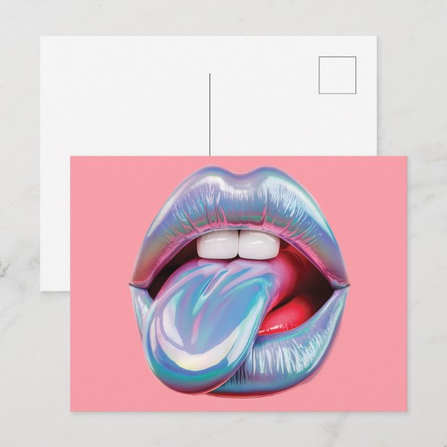 Holographic silver mouth postcard (Front/Back)