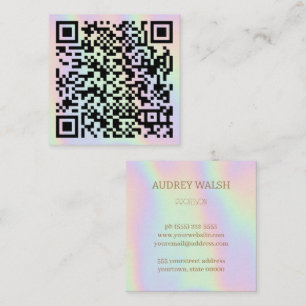 Holographic simply modern Quar code  Square Business Card