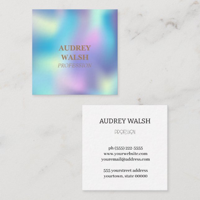 Holographic simply modern square business card (Front/Back)