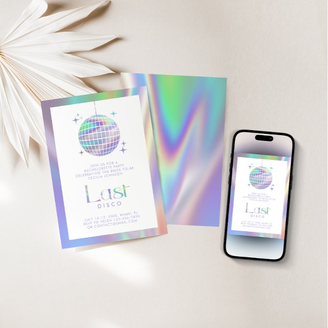 Holographic Space Last Disco Bachelorette Party Invitation (Creator Uploaded)