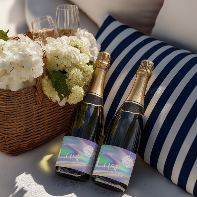 Holographic Space Last Disco Bachelorette  Sparkling Wine Label (Holographic Space Last Disco Bachelorette Sparkling Wine Label)