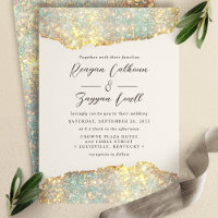 Holographic Sparkle Script Glam Glitter Wedding