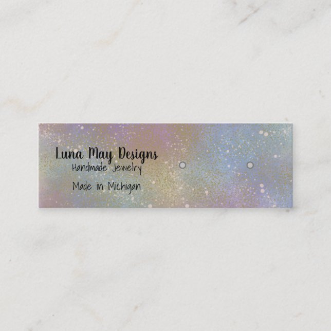 Holographic Splatter Jewellery Display Business Ca Mini Business Card (Front)