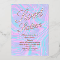 Holographic Sweet Sixteen Colourful Gold Pressed