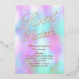 Holographic Sweet Sixteen Gold Pressed   