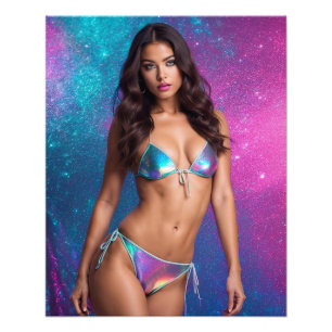 Holographic Swimsuit Model Photo Print