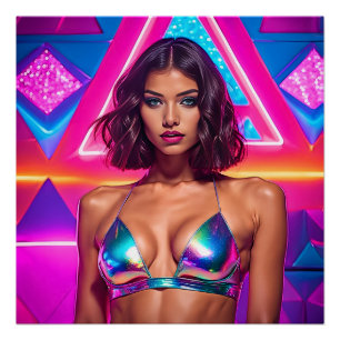 Holographic Swimsuit Model Poster