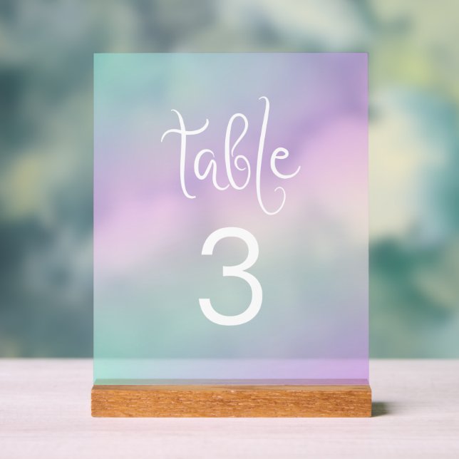 Holographic Table Number Acrylic Sign (Neutral)