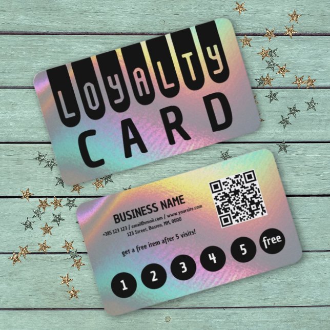 Holographic texture modern abstract fancy QR code Loyalty Card (Creator Uploaded)