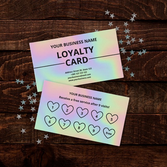Holographic Texture Modern Cute Loyalty Card  (Creator Uploaded)