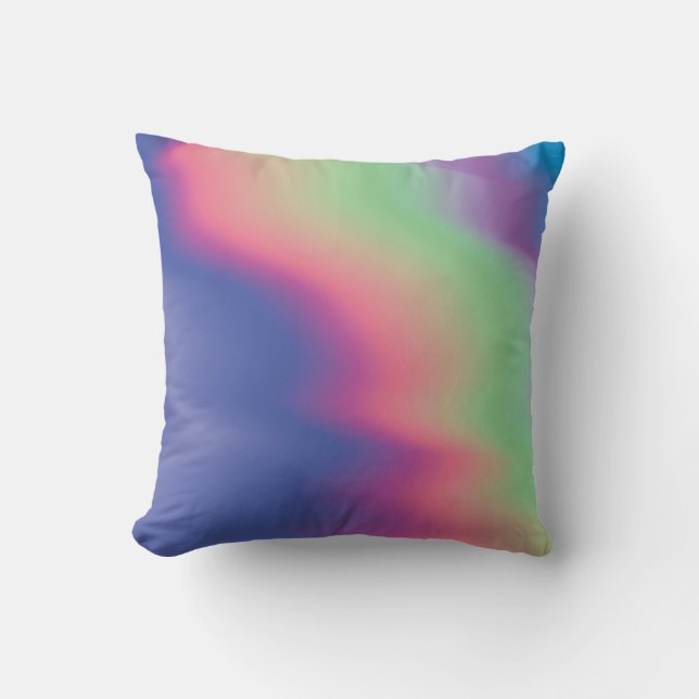 Holographic texture with colourful stains. Psyched Cushion (Front)