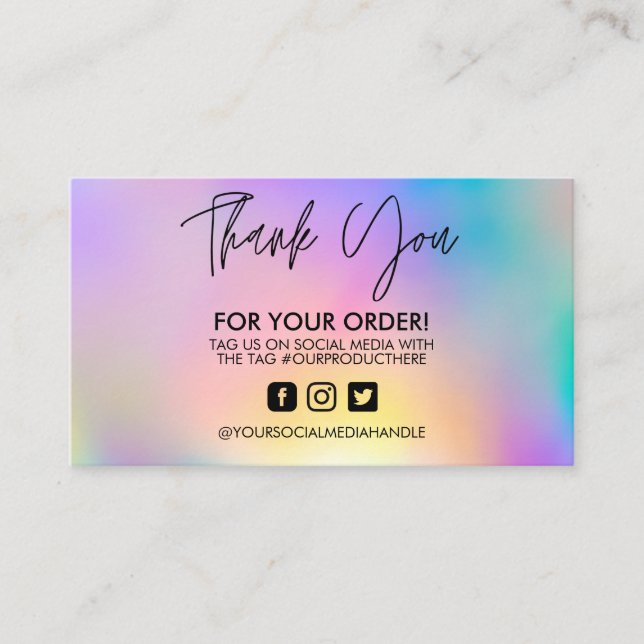 Holographic Thank You Trendy Salon Business Card (Front)