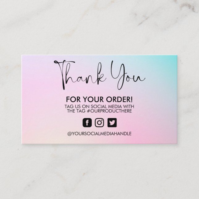 Holographic Thank You Trendy Salon Business Card (Front)