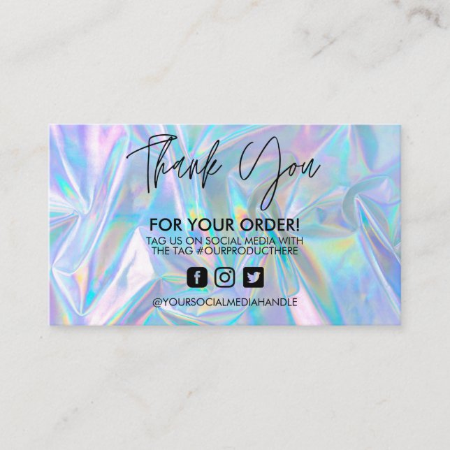 Holographic Thank You Trendy Salon Business Card (Front)