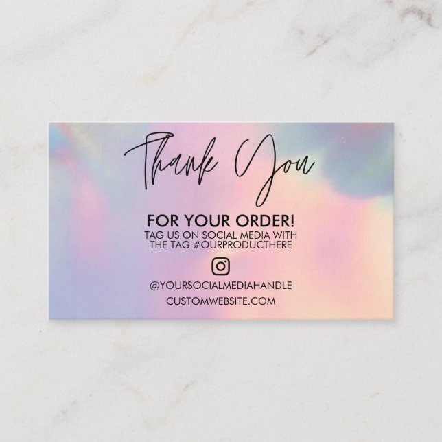 Holographic Thank You Trendy Salon Business Card (Front)